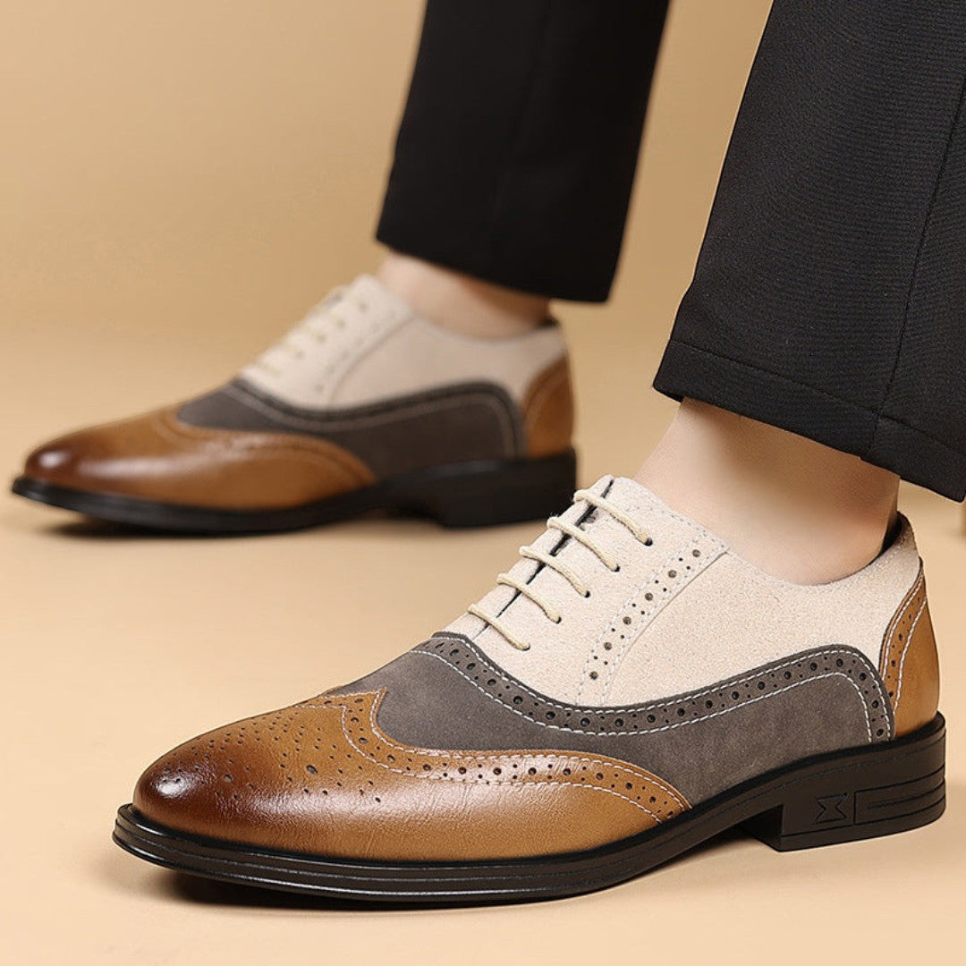 SaintGarnier™ | Heritage Brogue Shoes – Classic Suede Elegance