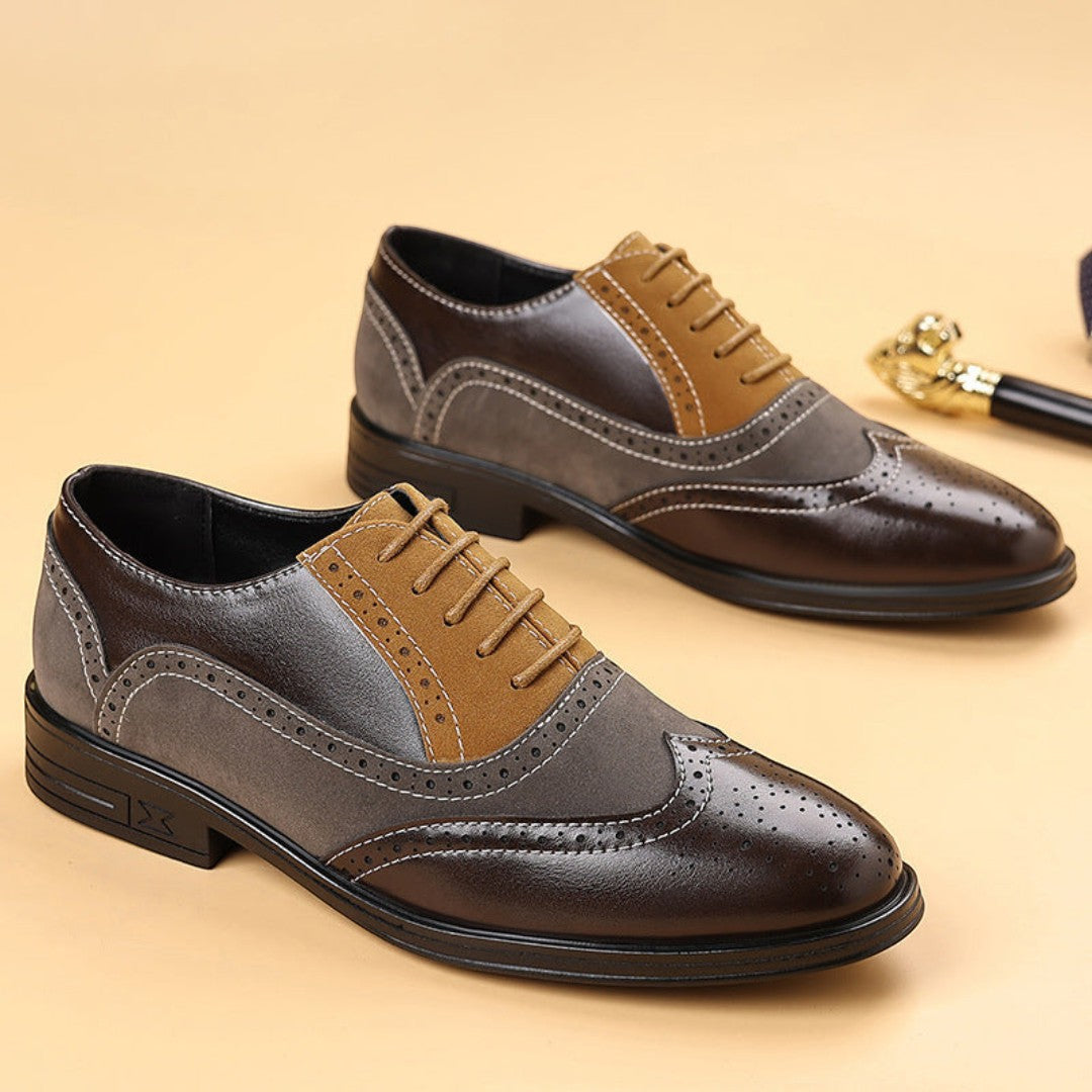 SaintGarnier™ | Heritage Brogue Shoes – Classic Suede Elegance