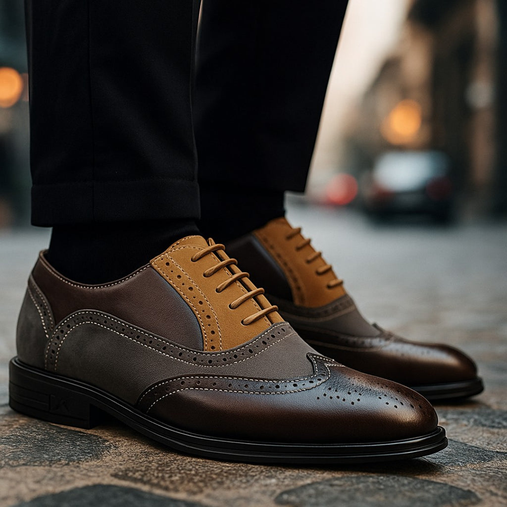 SaintGarnier™ | Heritage Brogue Shoes – Classic Suede Elegance