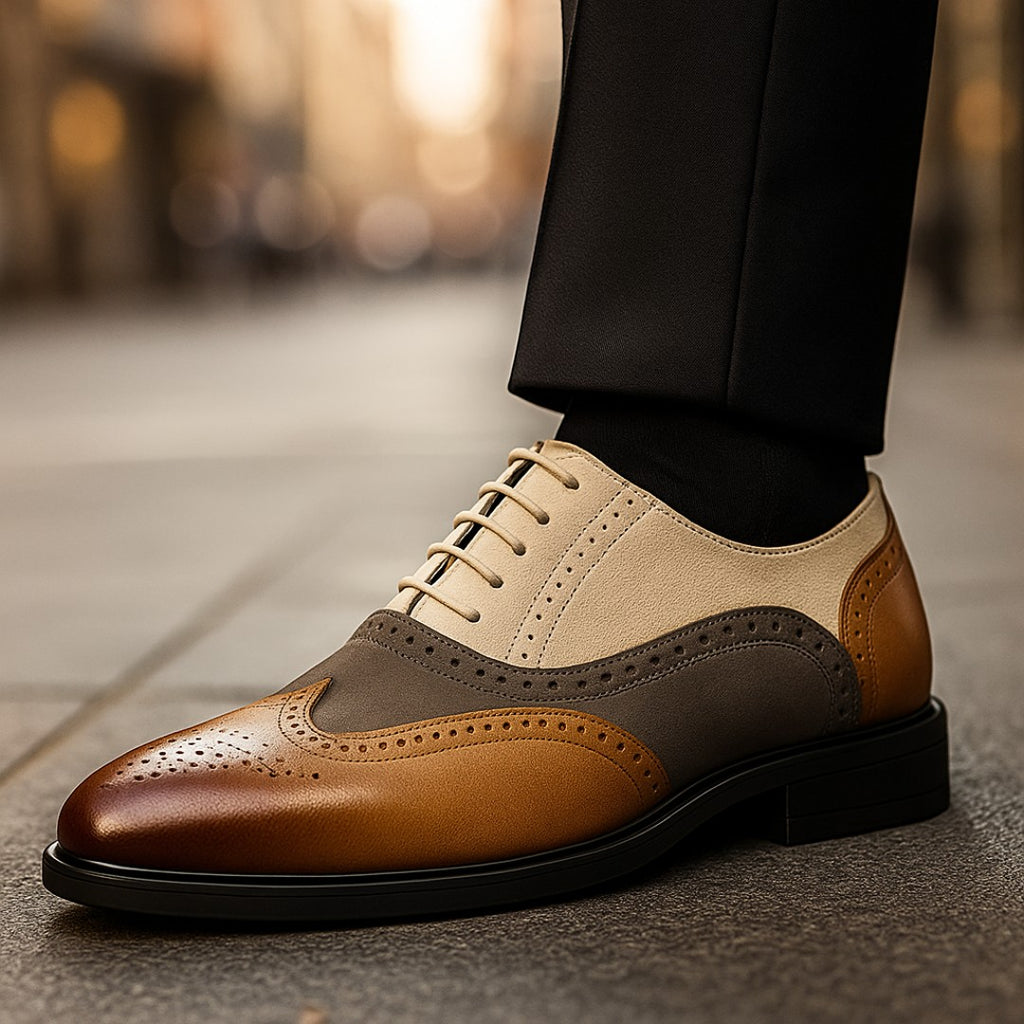 SaintGarnier™ | Heritage Brogue Shoes – Classic Suede Elegance