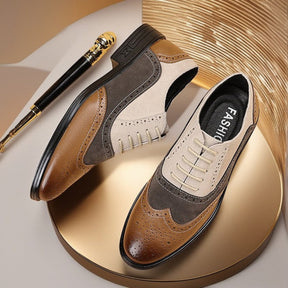 SaintGarnier™ | Heritage Brogue Shoes – Classic Suede Elegance