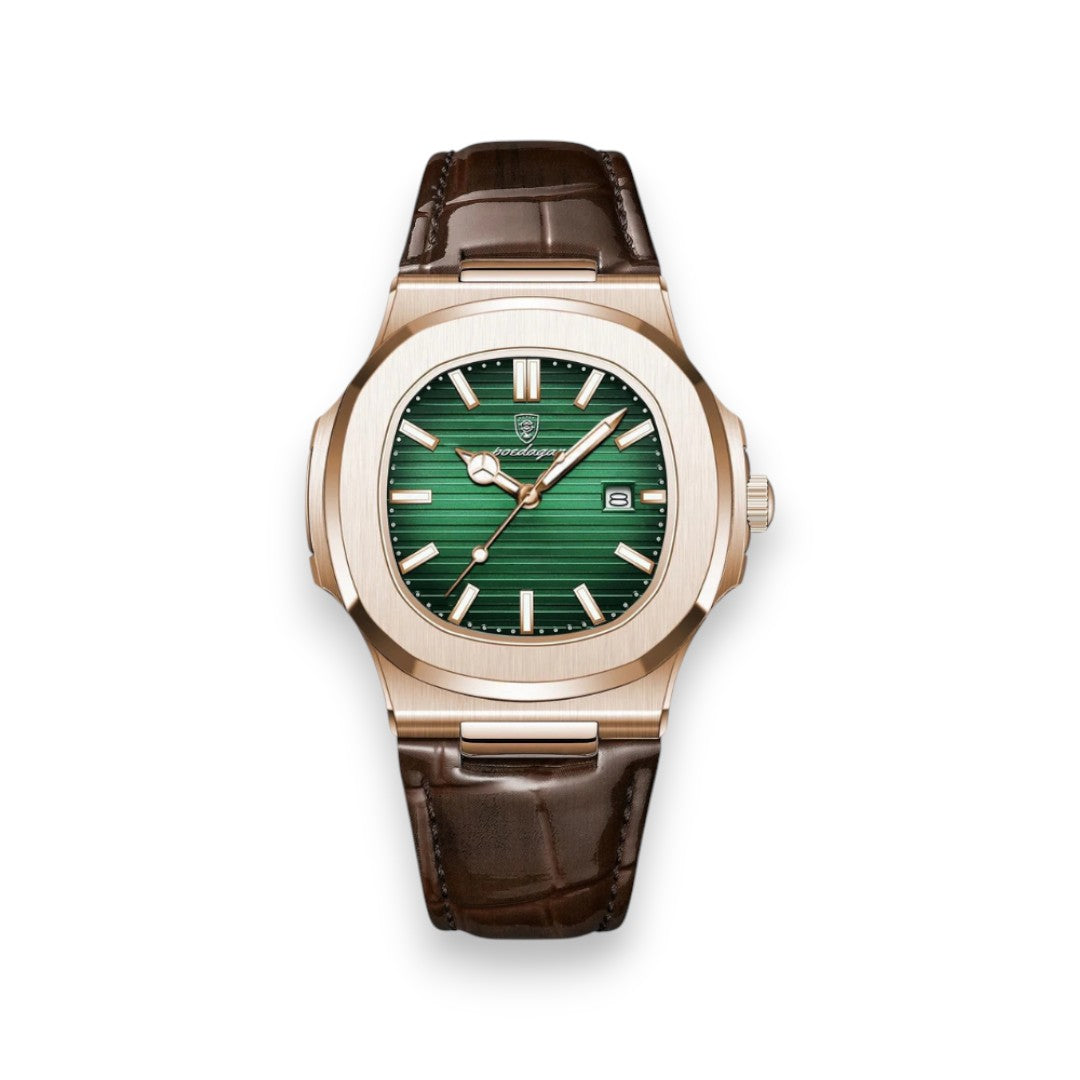 SaintGarnier™ | Lisbon Leather Quartz – Stainless Steel & Genuine Leather, 41mm