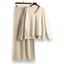 SaintGarnier™ | Luxe Knit V-Neck Set – Relaxed Refinement