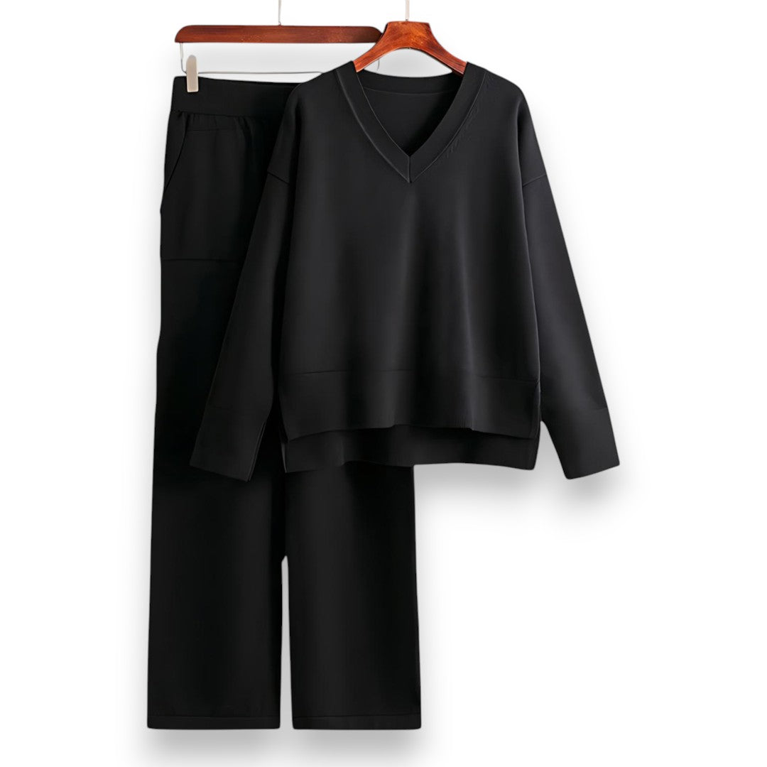 SaintGarnier™ | Luxe Knit V-Neck Set – Relaxed Refinement