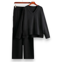 SaintGarnier™ | Luxe Knit V-Neck Set – Relaxed Refinement