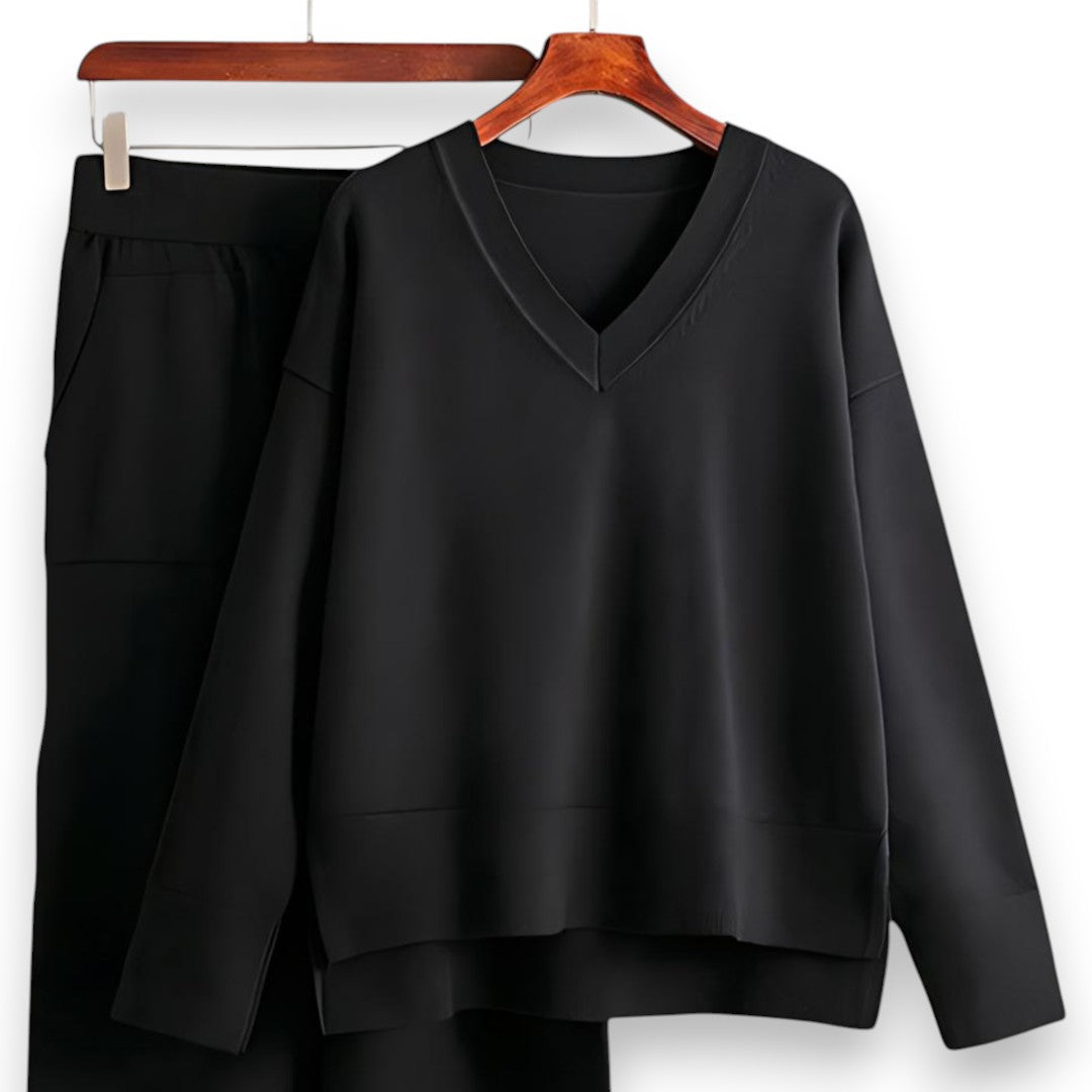 SaintGarnier™ | Luxe Knit V-Neck Set – Relaxed Refinement