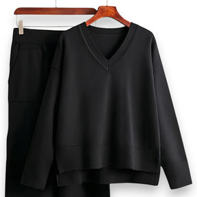 SaintGarnier™ | Luxe Knit V-Neck Set – Relaxed Refinement