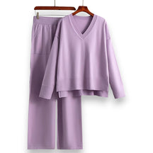 SaintGarnier™ | Luxe Knit V-Neck Set – Relaxed Refinement