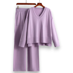 SaintGarnier™ | Luxe Knit V-Neck Set – Relaxed Refinement