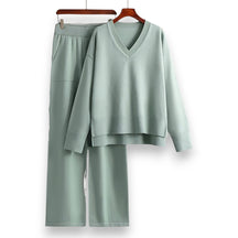 SaintGarnier™ | Luxe Knit V-Neck Set – Relaxed Refinement