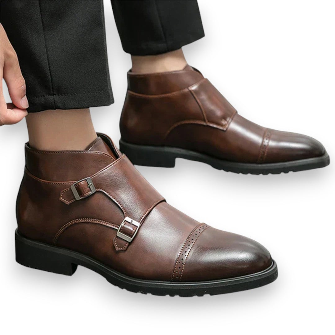 SaintGarnier™ | Men’s Double Buckle Leather Boots