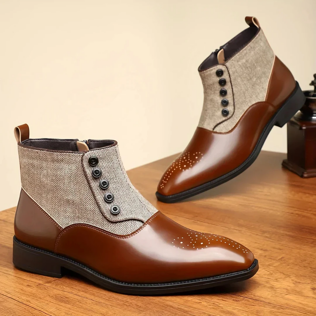 SaintGarnier™ | Men’s Tweed Leather Dress Boots