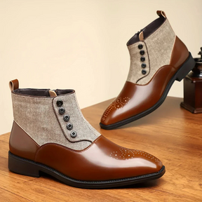 SaintGarnier™ | Men’s Tweed Leather Dress Boots