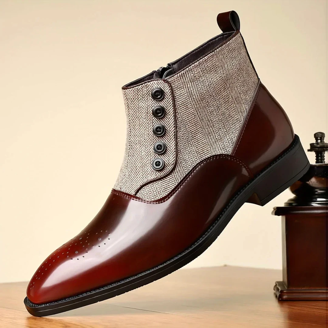 SaintGarnier™ | Men’s Tweed Leather Dress Boots