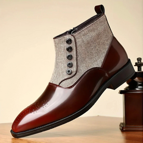 SaintGarnier™ | Men’s Tweed Leather Dress Boots