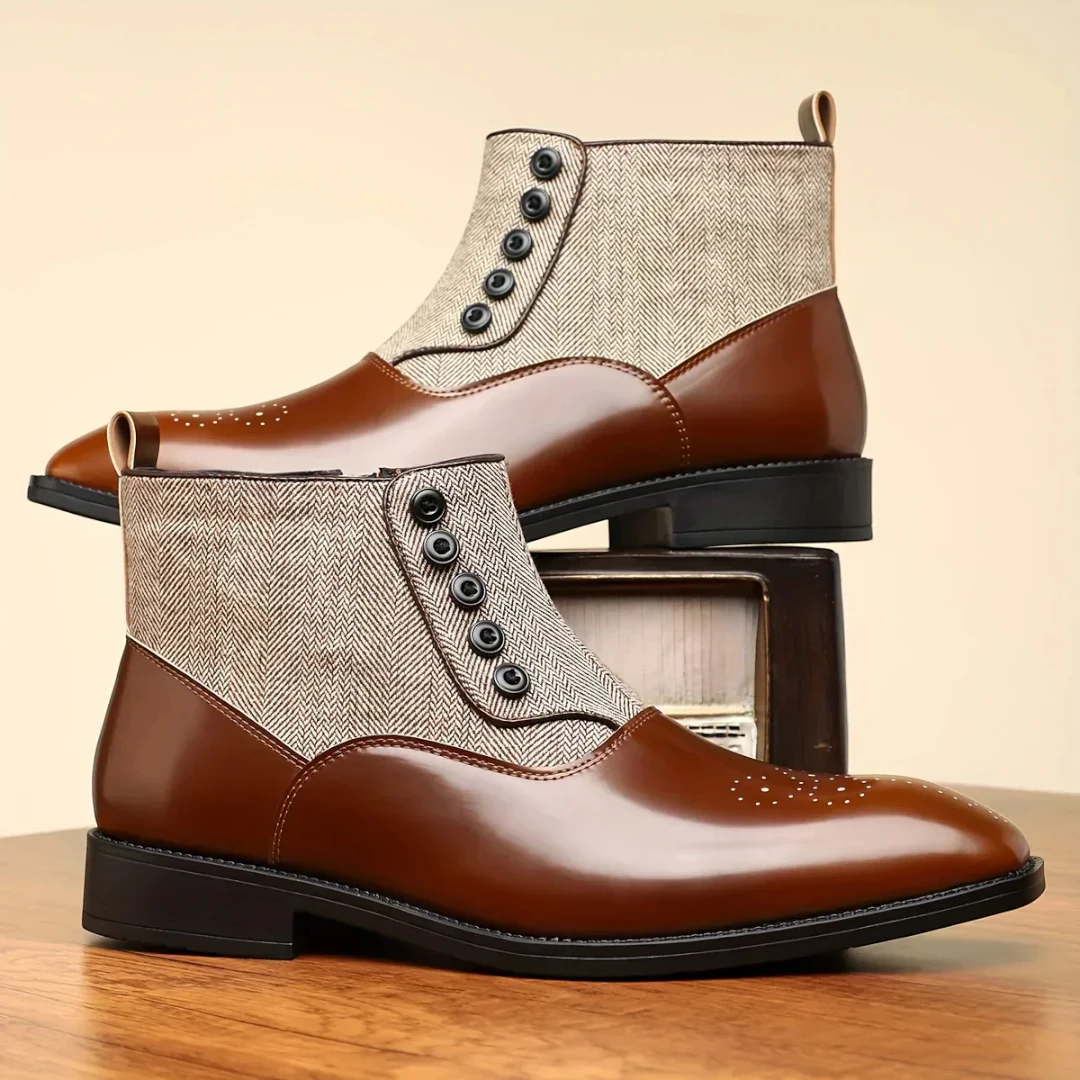 SaintGarnier™ | Men’s Tweed Leather Dress Boots