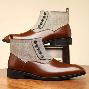 SaintGarnier™ | Men’s Tweed Leather Dress Boots