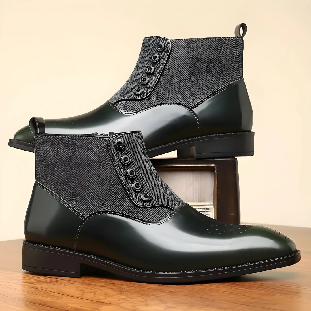 SaintGarnier™ | Men’s Tweed Leather Dress Boots