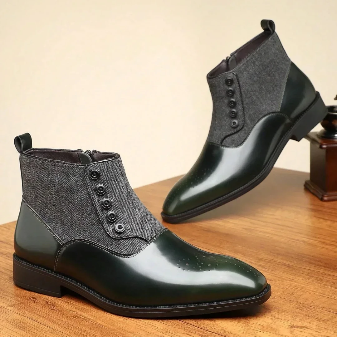 SaintGarnier™ | Men’s Tweed Leather Dress Boots