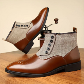 SaintGarnier™ | Men’s Tweed Leather Dress Boots