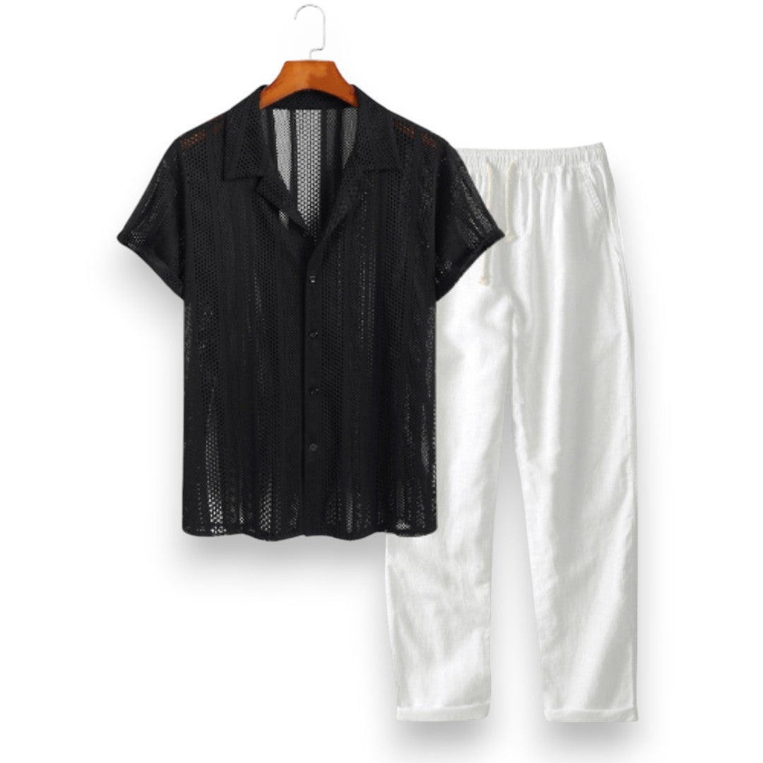 SaintGarnier™ | Monochrome Summer Set – Black & White Casual Elegance