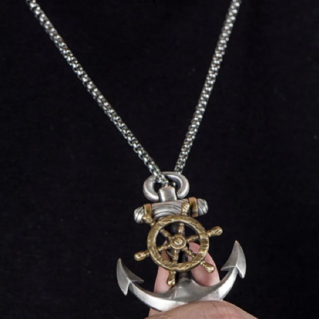 SaintGarnier™ | Nautical Anchor Wheel Necklace – Strength & Direction