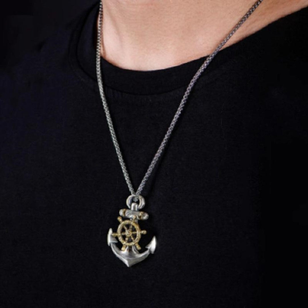 SaintGarnier™ | Nautical Anchor Wheel Necklace – Strength & Direction