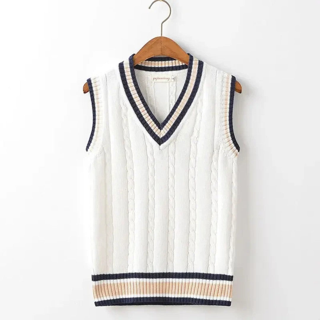 SaintGarnier™ | Oxford V-Neck Knit Vest