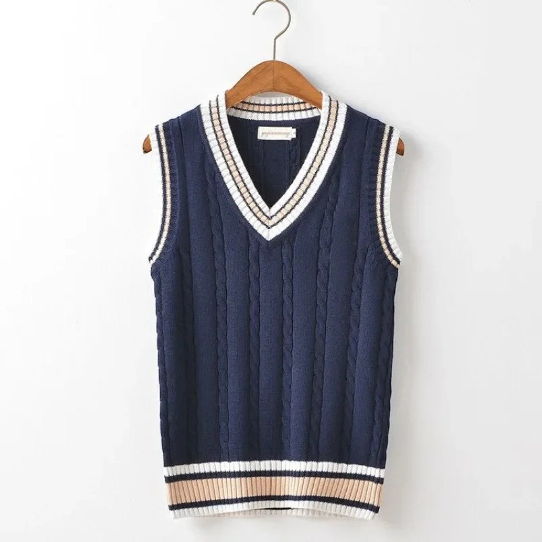 SaintGarnier™ | Oxford V-Neck Knit Vest
