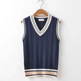 SaintGarnier™ | Oxford V-Neck Knit Vest