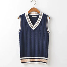SaintGarnier™ | Oxford V-Neck Knit Vest