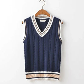 SaintGarnier™ | Oxford V-Neck Knit Vest