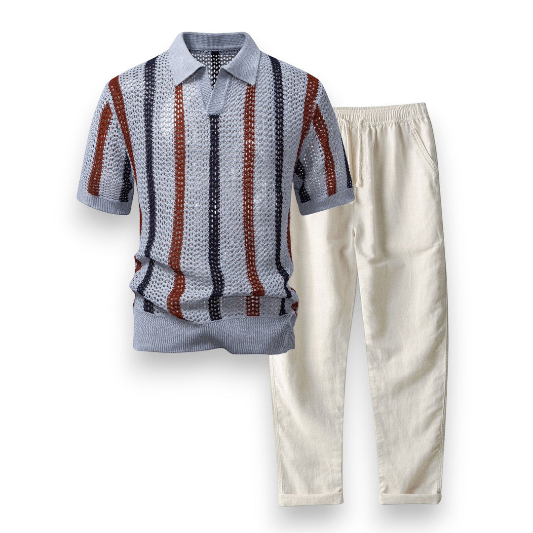SaintGarnier™ | Portofino Crochet Set – Polo & Linen Pants