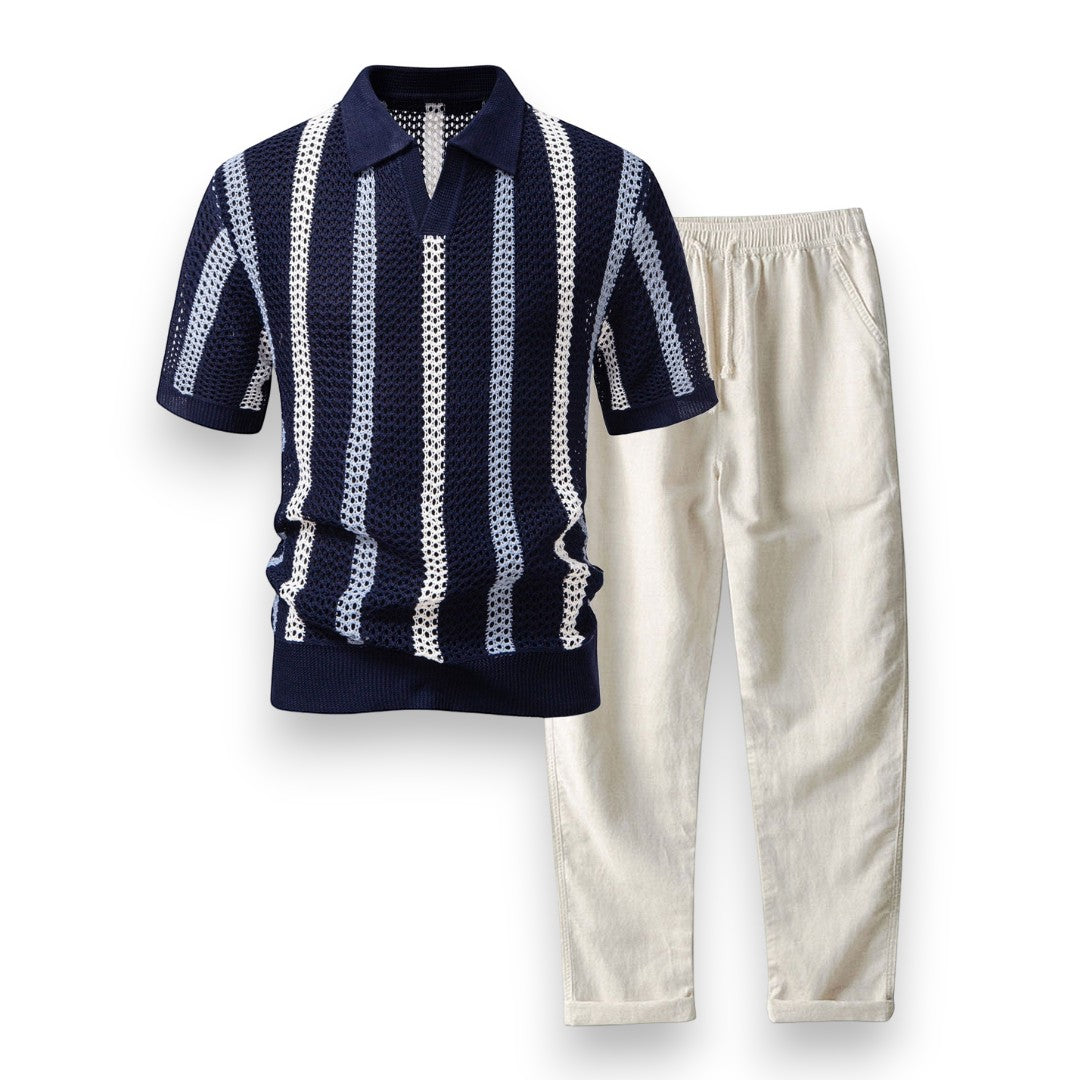 SaintGarnier™ | Portofino Crochet Set – Polo & Linen Pants