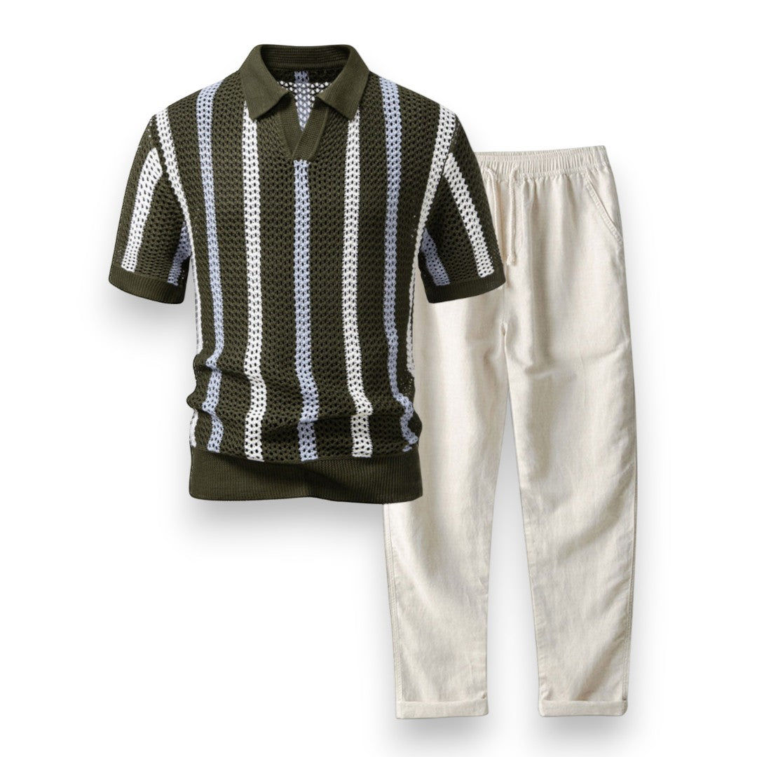 SaintGarnier™ | Portofino Crochet Set – Polo & Linen Pants
