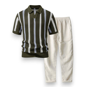 SaintGarnier™ | Portofino Crochet Set – Polo & Linen Pants