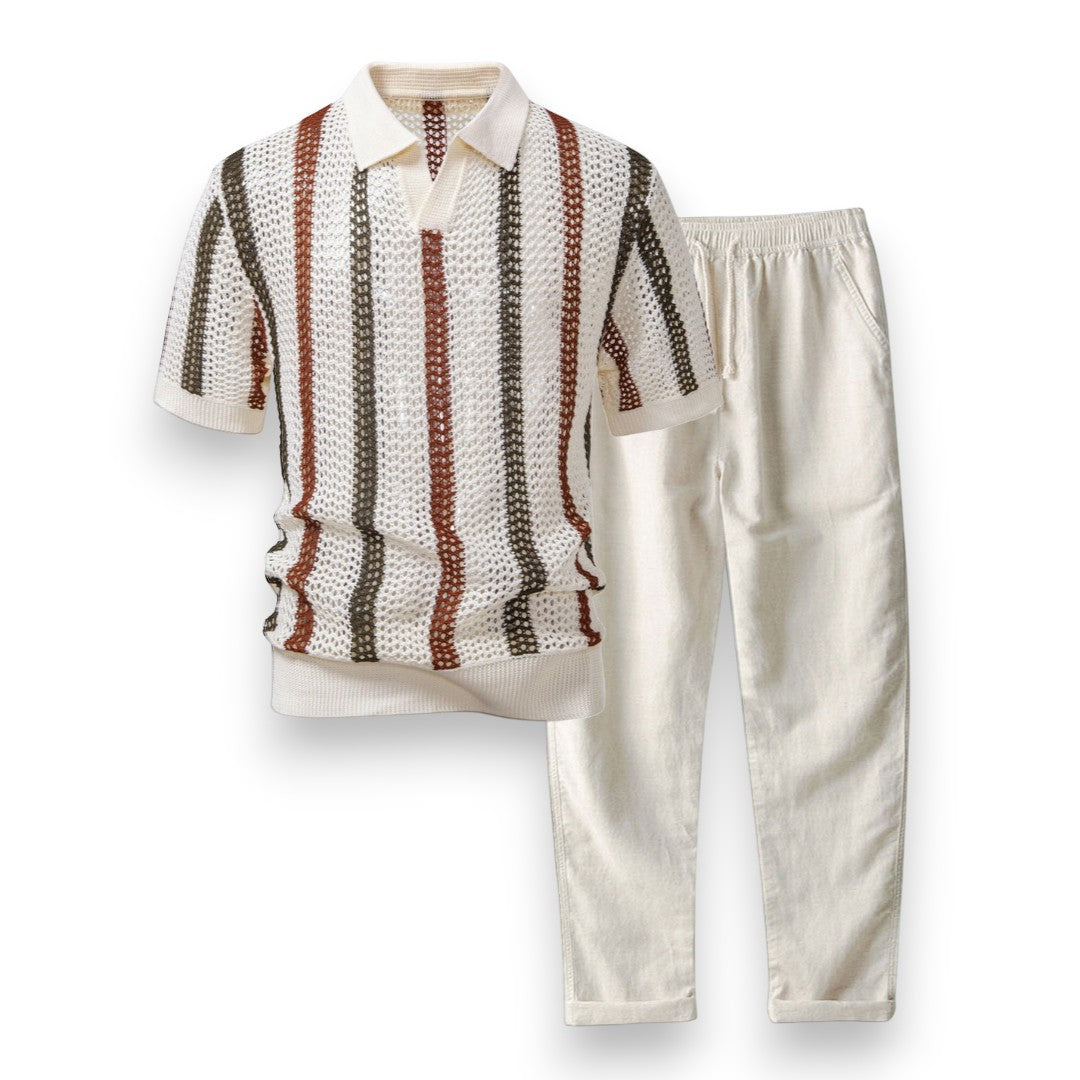 SaintGarnier™ | Portofino Crochet Set – Polo & Linen Pants