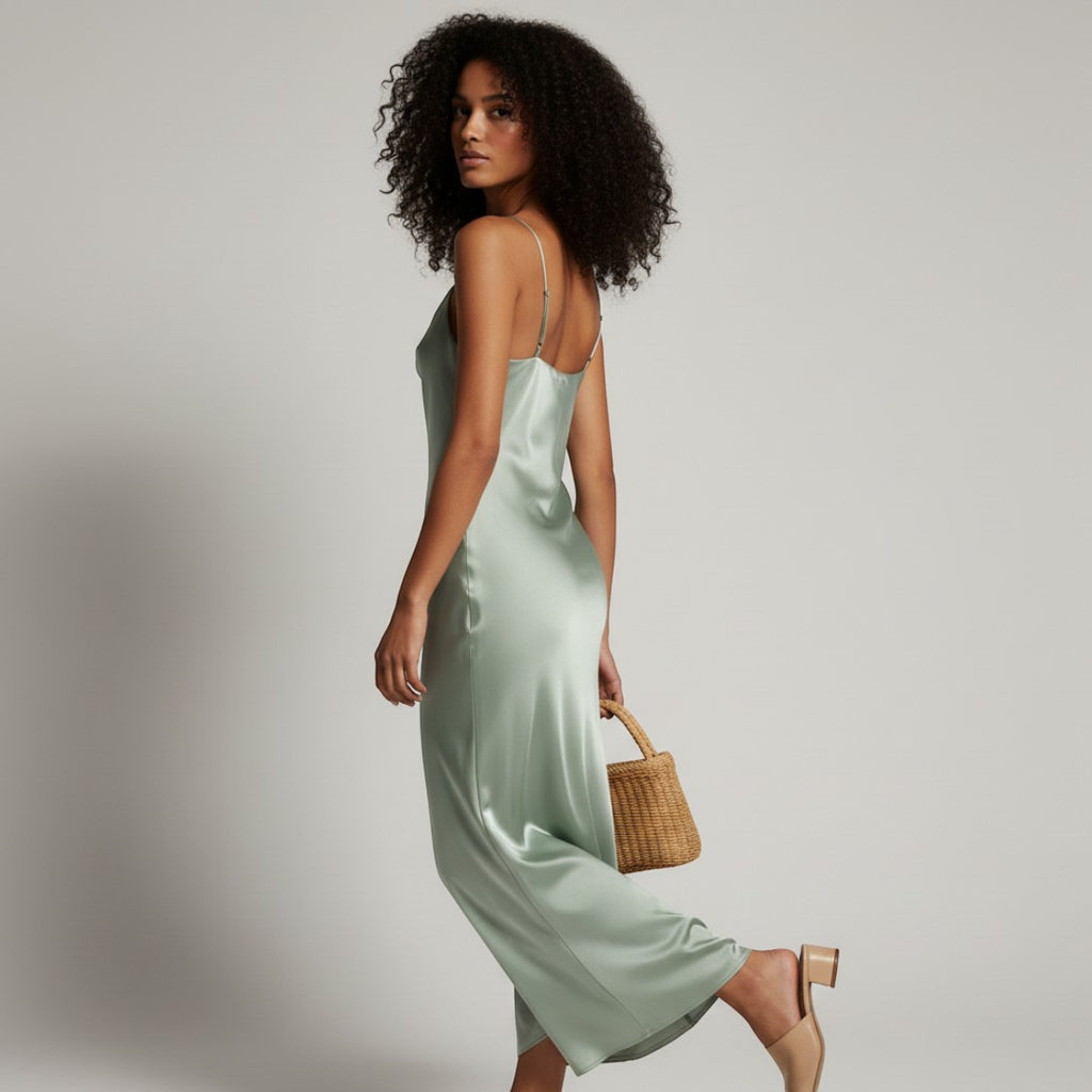 SaintGarnier™ | Rhea Satin Slip Dress