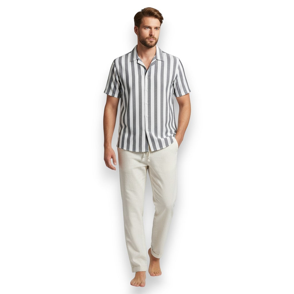 SaintGarnier™ | Riviera Striped Summer Set – Casual Shirt & Trousers