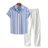 SaintGarnier™ | Riviera Striped Summer Set – Casual Shirt & Trousers