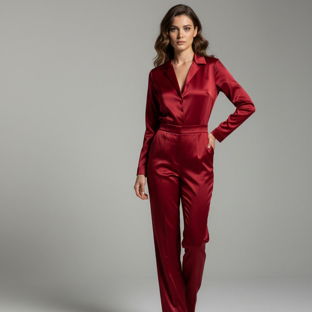 SaintGarnier™ | Rouge Satin Jumpsuit