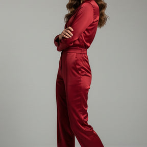 SaintGarnier™ | Rouge Satin Jumpsuit