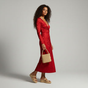 SaintGarnier™ | Rouge Satin Midi Dress