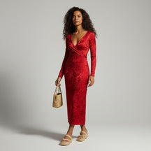 SaintGarnier™ | Rouge Satin Midi Dress
