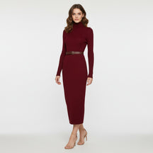 SaintGarnier™ | Rouge Turtleneck Dress – Bold Elegance