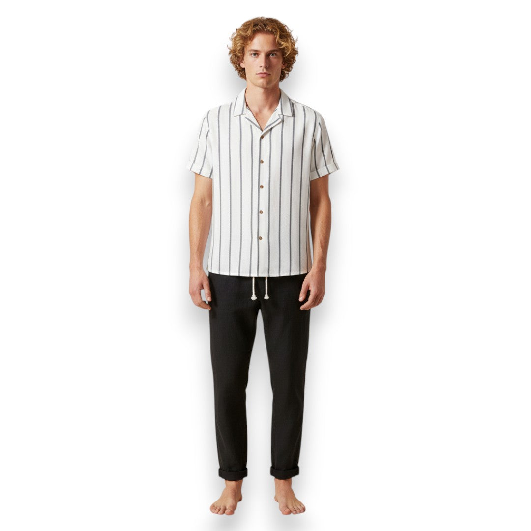 SaintGarnier™ | Sand Stripes Summer Set – Relaxed Shirt & Trousers