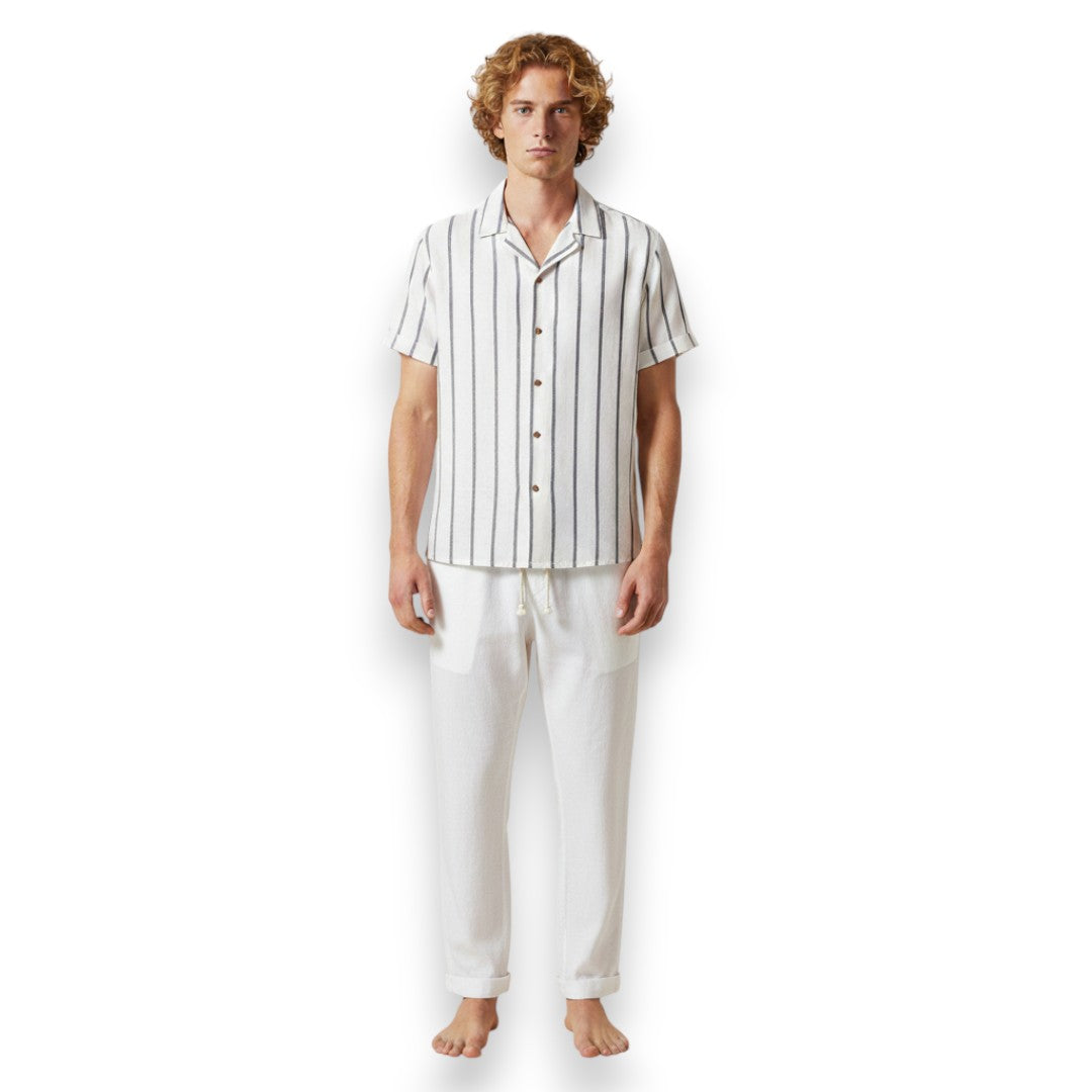 SaintGarnier™ | Sand Stripes Summer Set – Relaxed Shirt & Trousers