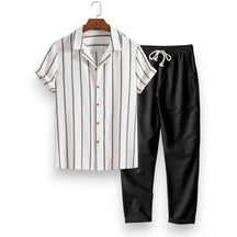 SaintGarnier™ | Sand Stripes Summer Set – Relaxed Shirt & Trousers