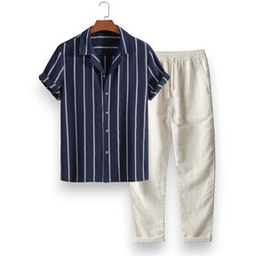 SaintGarnier™ | Sand Stripes Summer Set – Relaxed Shirt & Trousers