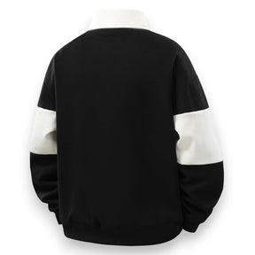 SaintGarnier™ | Varsity Patchwork Polo Sweatshirt – Sporty Elegance